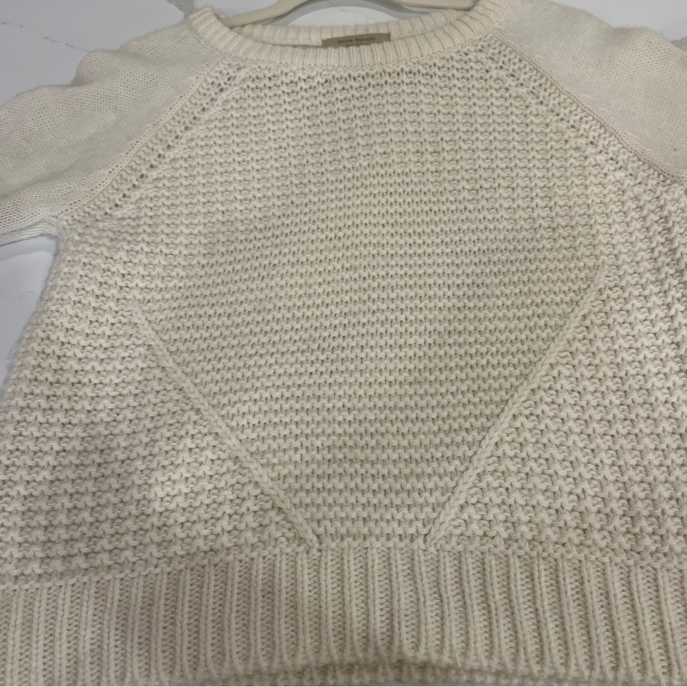Silvia Novelli Alpaca Wool Blend Knit Sweater Ivory Large Italy Fisherman - Picture 8 of 11